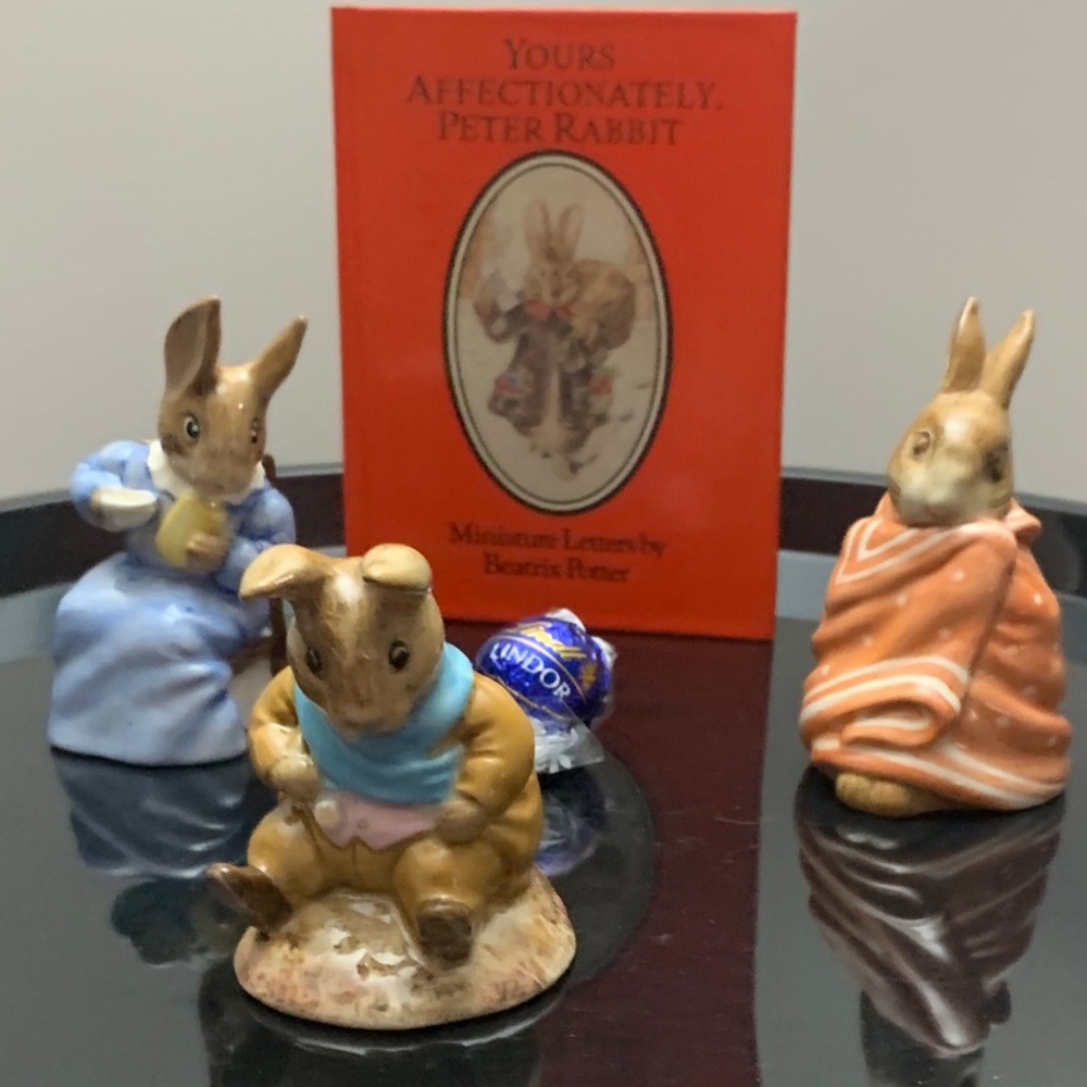 Royal Doulton's Beatrix Potter BUNNY Regime TRIO + 1 Story Tale Book
